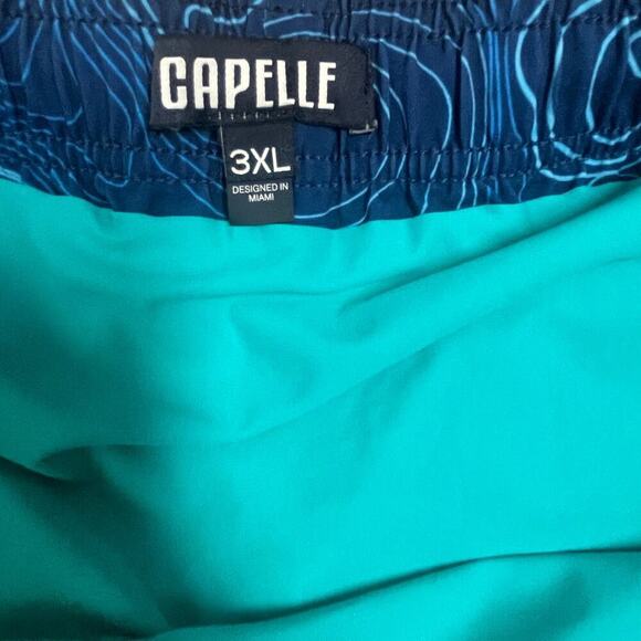 Capelle Swim Trunks Shorts Men Size 3XL Blue Multi Pockets Inner Lining Pull On - Picture 6 of 7